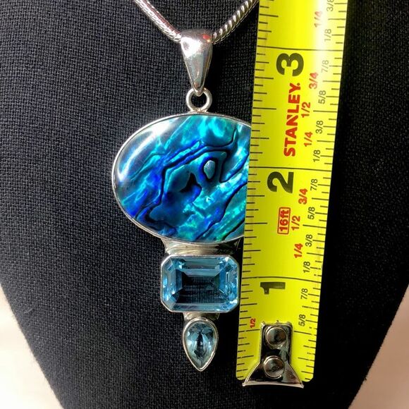CHARLES ALBERT Abalone and Blue Topaz Fine Sterling Silver Pendant - Picture 10 of 15